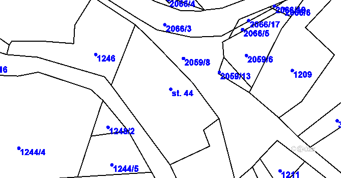 Parcela st. 44 v KÚ Makov u Jistebnice, Katastrální mapa