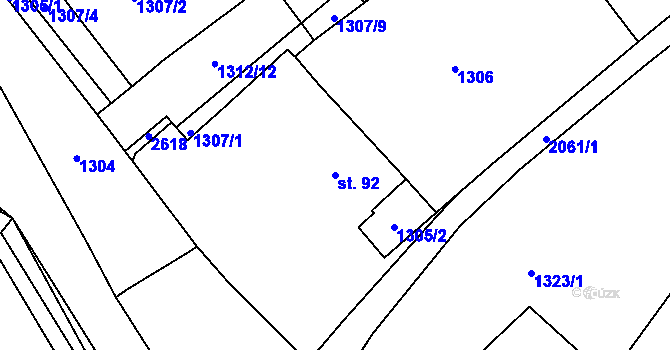 Parcela st. 92 v KÚ Makov u Jistebnice, Katastrální mapa