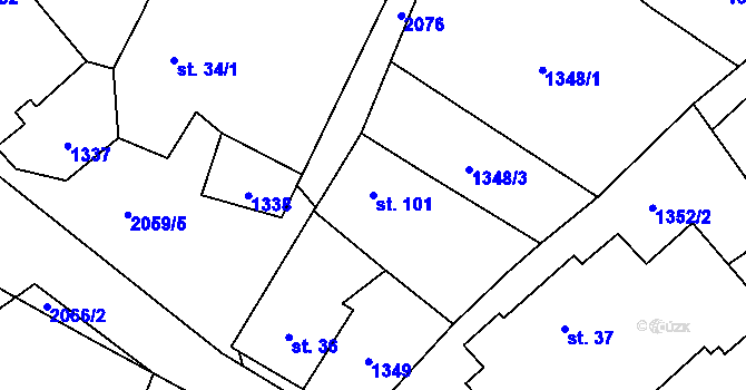 Parcela st. 101 v KÚ Makov u Jistebnice, Katastrální mapa