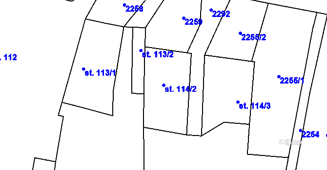 Parcela st. 114/2 v KÚ Makov u Jistebnice, Katastrální mapa