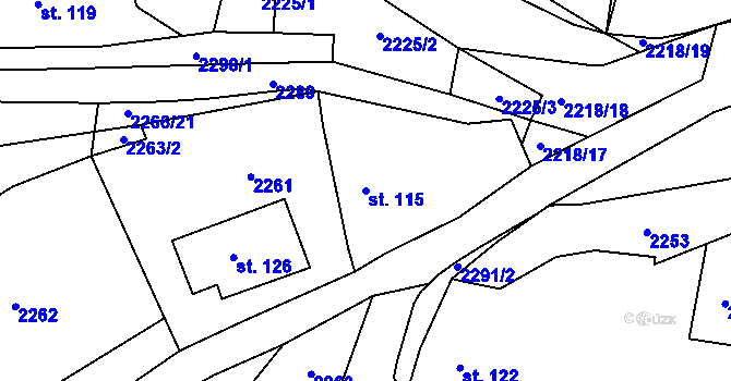 Parcela st. 115 v KÚ Makov u Jistebnice, Katastrální mapa