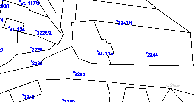 Parcela st. 116 v KÚ Makov u Jistebnice, Katastrální mapa