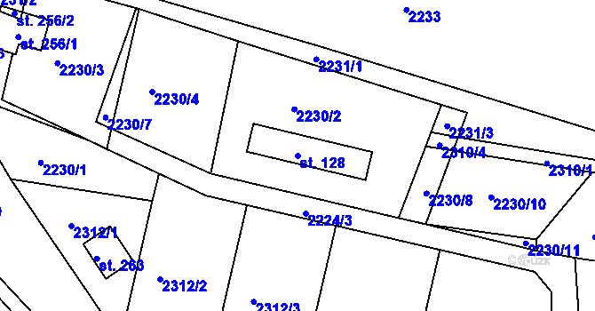 Parcela st. 128 v KÚ Makov u Jistebnice, Katastrální mapa