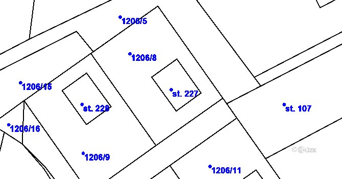 Parcela st. 227 v KÚ Makov u Jistebnice, Katastrální mapa