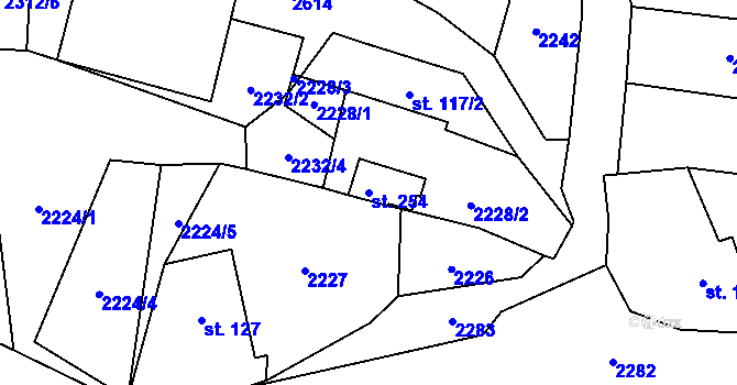 Parcela st. 254 v KÚ Makov u Jistebnice, Katastrální mapa