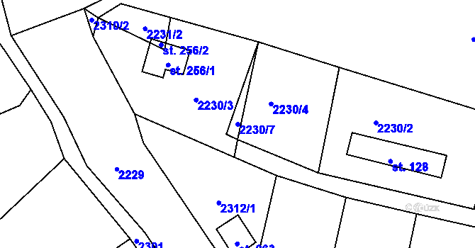 Parcela st. 2230/7 v KÚ Makov u Jistebnice, Katastrální mapa
