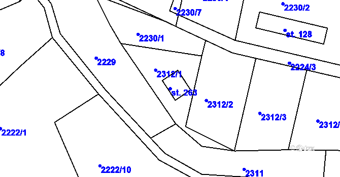 Parcela st. 263 v KÚ Makov u Jistebnice, Katastrální mapa