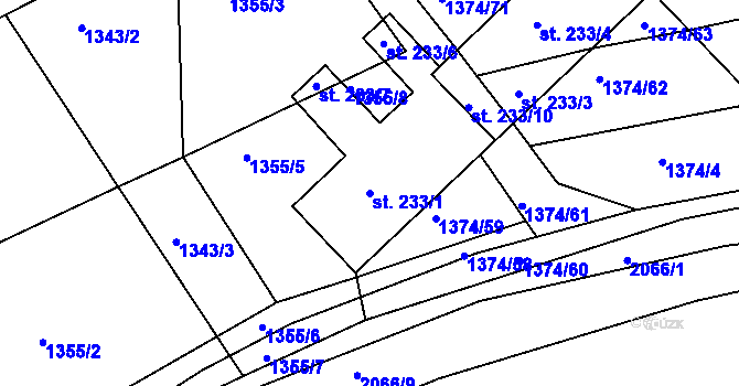 Parcela st. 233/1 v KÚ Makov u Jistebnice, Katastrální mapa