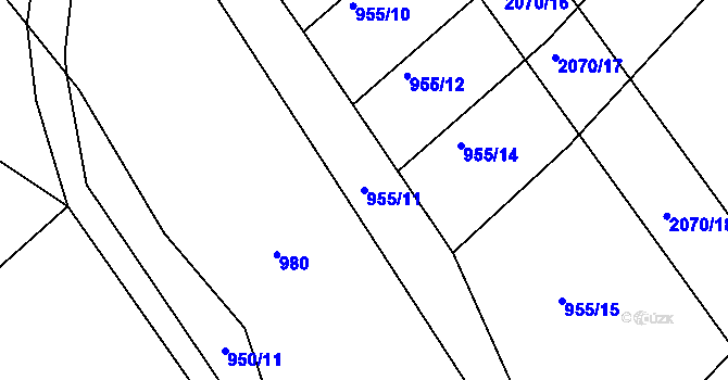 Parcela st. 955/11 v KÚ Makov u Jistebnice, Katastrální mapa