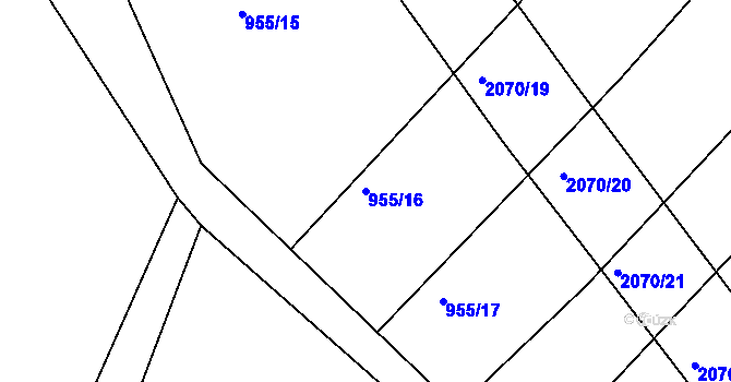 Parcela st. 955/16 v KÚ Makov u Jistebnice, Katastrální mapa