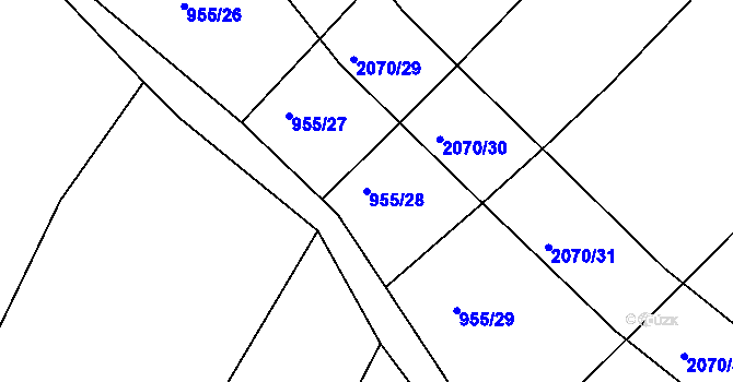 Parcela st. 955/28 v KÚ Makov u Jistebnice, Katastrální mapa