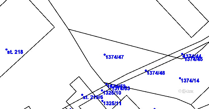 Parcela st. 1374/47 v KÚ Makov u Jistebnice, Katastrální mapa