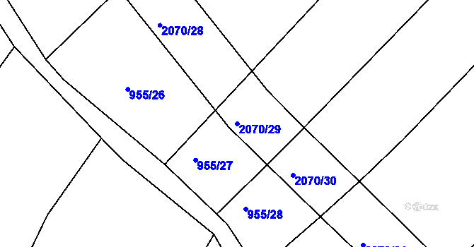Parcela st. 2070/29 v KÚ Makov u Jistebnice, Katastrální mapa