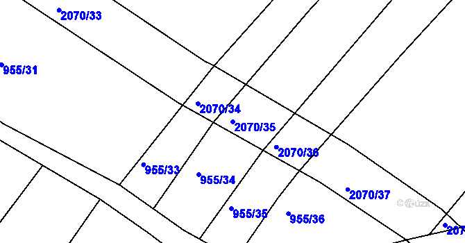 Parcela st. 2070/35 v KÚ Makov u Jistebnice, Katastrální mapa
