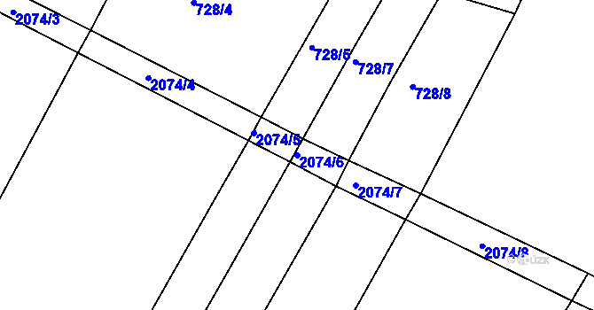 Parcela st. 2074/6 v KÚ Makov u Jistebnice, Katastrální mapa
