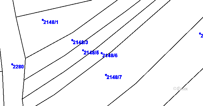 Parcela st. 2148/6 v KÚ Makov u Jistebnice, Katastrální mapa
