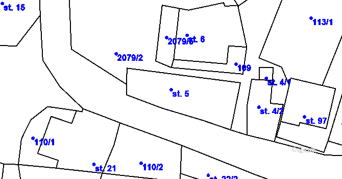 Parcela st. 5 v KÚ Padařov, Katastrální mapa