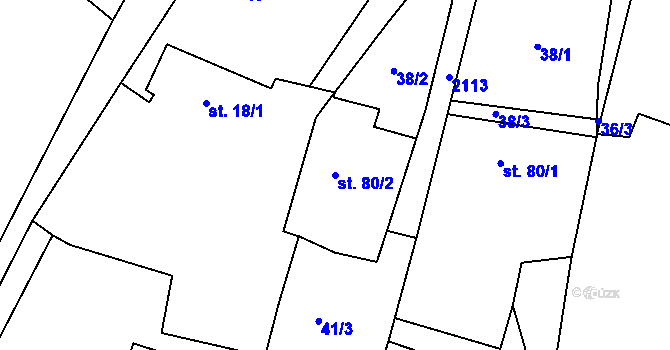 Parcela st. 80/2 v KÚ Padařov, Katastrální mapa