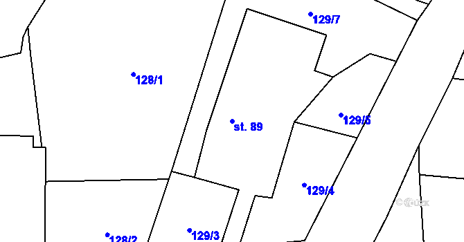Parcela st. 89 v KÚ Padařov, Katastrální mapa