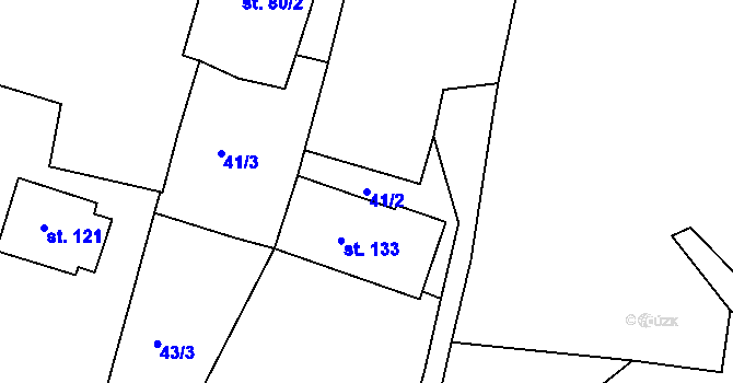Parcela st. 41/2 v KÚ Padařov, Katastrální mapa