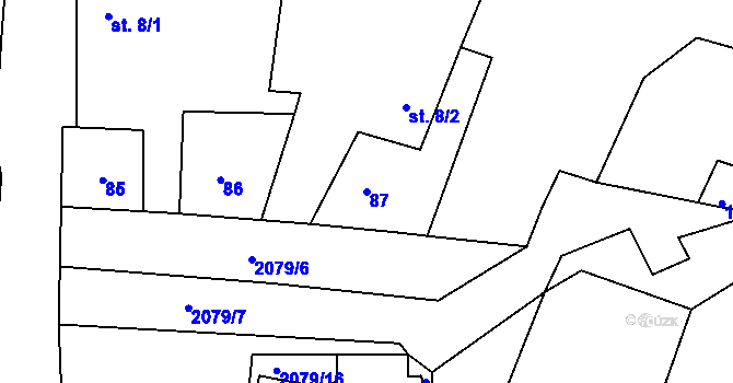 Parcela st. 87 v KÚ Padařov, Katastrální mapa