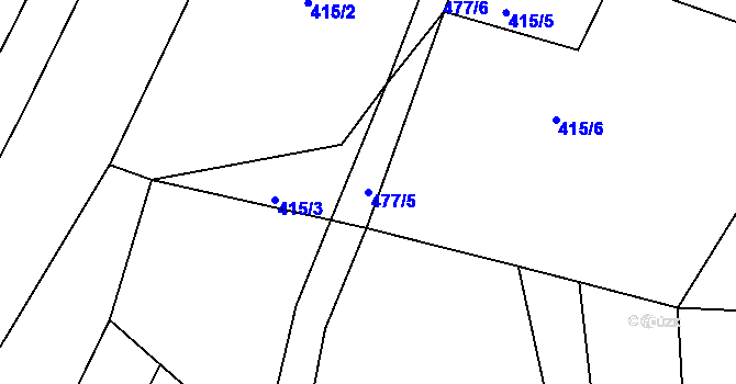 Parcela st. 477/5 v KÚ Padařov, Katastrální mapa