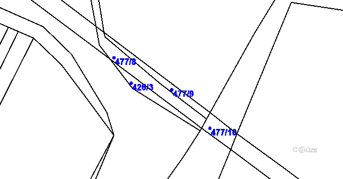 Parcela st. 477/9 v KÚ Padařov, Katastrální mapa