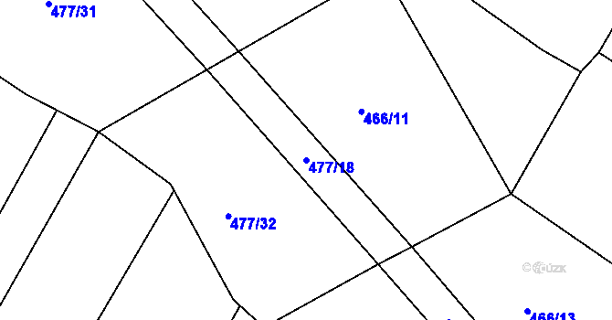 Parcela st. 477/18 v KÚ Padařov, Katastrální mapa
