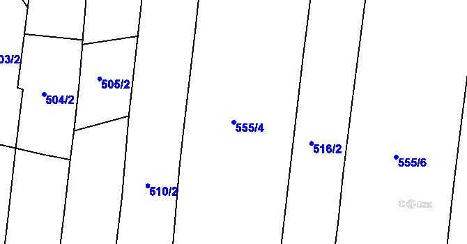Parcela st. 555/4 v KÚ Padařov, Katastrální mapa