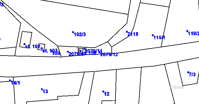 Parcela st. 2079/12 v KÚ Padařov, Katastrální mapa