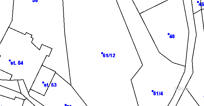 Parcela st. 61/12 v KÚ Vlásenice u Makova, Katastrální mapa