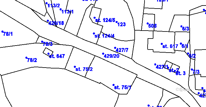 Parcela st. 429/20 v KÚ Vlásenice u Makova, Katastrální mapa