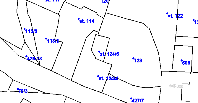 Parcela st. 124/5 v KÚ Vlásenice u Makova, Katastrální mapa