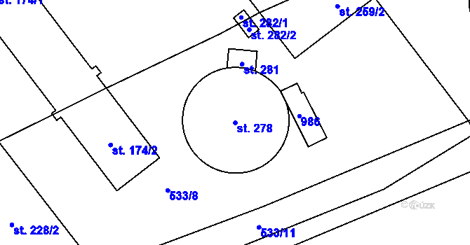 Parcela st. 278 v KÚ Makov u Litomyšle, Katastrální mapa