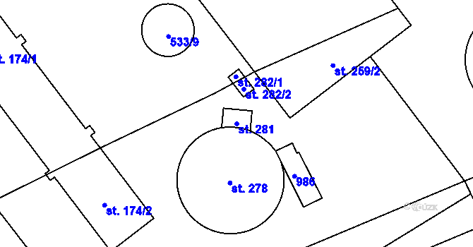 Parcela st. 281 v KÚ Makov u Litomyšle, Katastrální mapa
