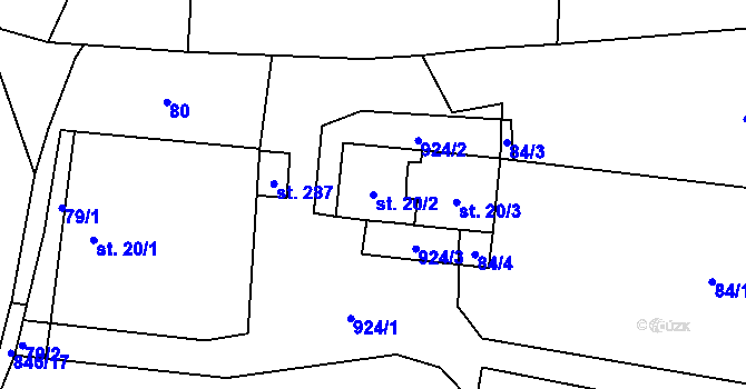 Parcela st. 20/2 v KÚ Makov u Litomyšle, Katastrální mapa