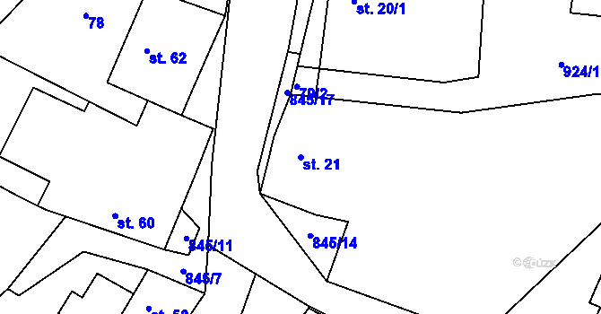 Parcela st. 21 v KÚ Makov u Litomyšle, Katastrální mapa