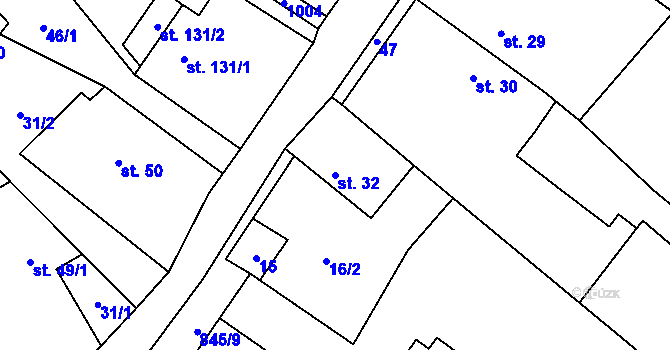 Parcela st. 32 v KÚ Makov u Litomyšle, Katastrální mapa