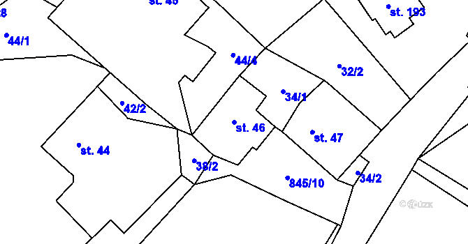Parcela st. 46 v KÚ Makov u Litomyšle, Katastrální mapa