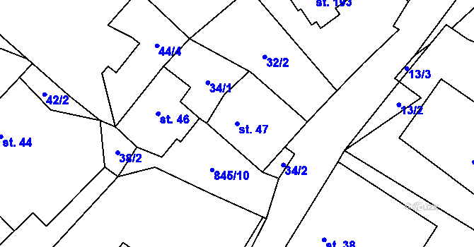 Parcela st. 47 v KÚ Makov u Litomyšle, Katastrální mapa