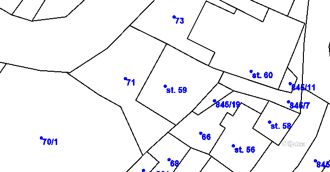 Parcela st. 59 v KÚ Makov u Litomyšle, Katastrální mapa