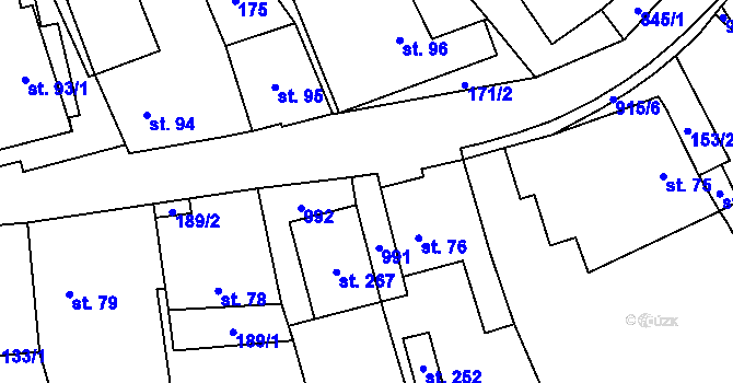 Parcela st. 77/2 v KÚ Makov u Litomyšle, Katastrální mapa