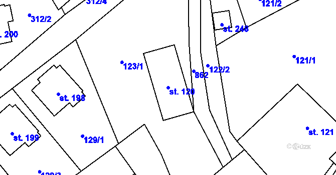Parcela st. 120 v KÚ Makov u Litomyšle, Katastrální mapa