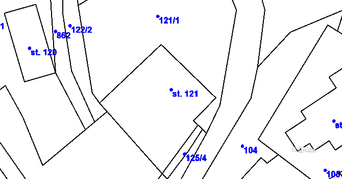 Parcela st. 121 v KÚ Makov u Litomyšle, Katastrální mapa