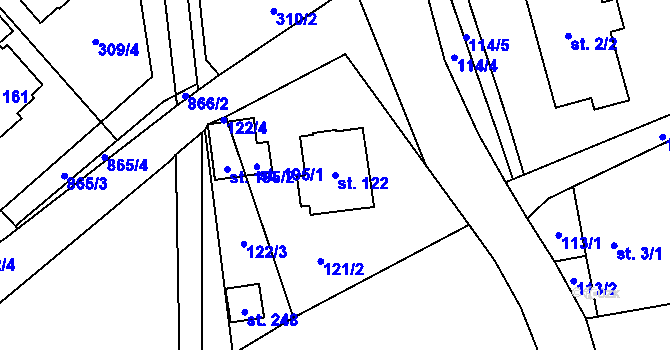 Parcela st. 122 v KÚ Makov u Litomyšle, Katastrální mapa