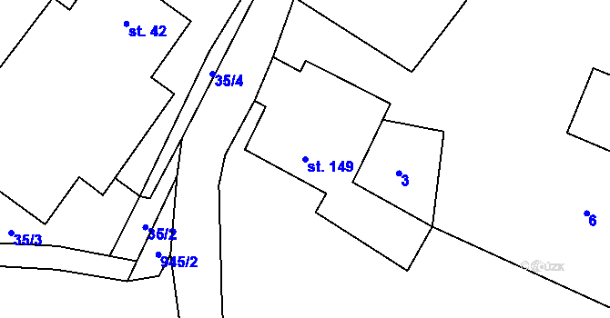 Parcela st. 149 v KÚ Makov u Litomyšle, Katastrální mapa