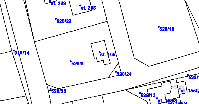Parcela st. 166 v KÚ Makov u Litomyšle, Katastrální mapa