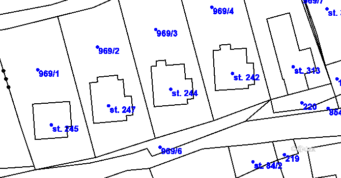 Parcela st. 244 v KÚ Makov u Litomyšle, Katastrální mapa