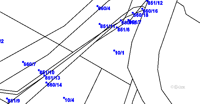 Parcela st. 10/2 v KÚ Makov u Litomyšle, Katastrální mapa