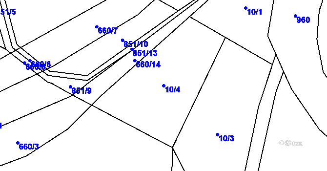 Parcela st. 10/4 v KÚ Makov u Litomyšle, Katastrální mapa